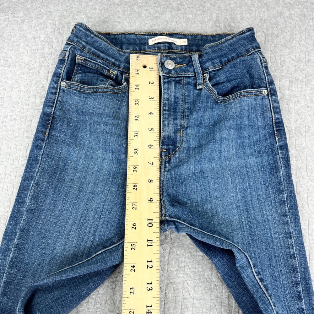 Levi's 725 High Rise Bootcut Jeans Women 26/23x31 Blue Denim Stretch Slim Fit - Picture 6 of 12